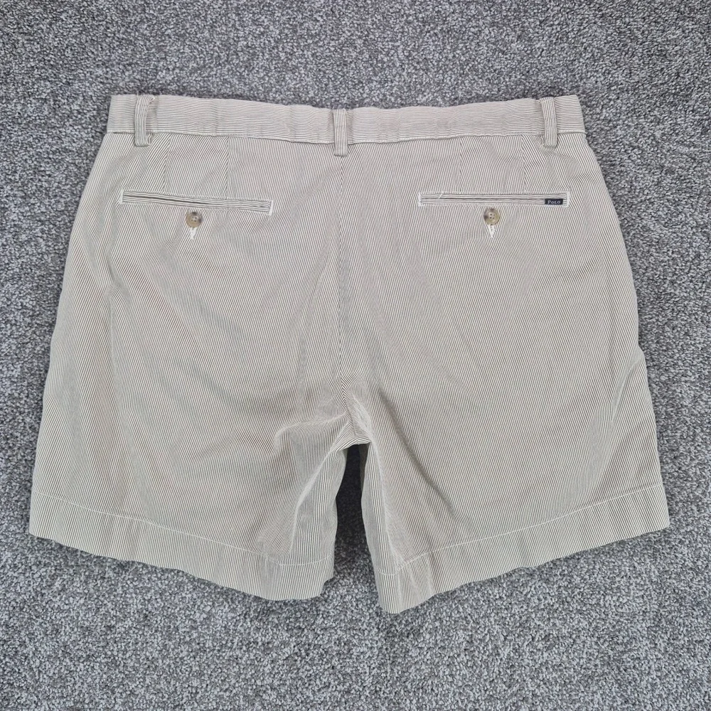 Polo Ralph Lauren Shorts Mens 34 Tan Seersucker Stripe Classic Fit 6